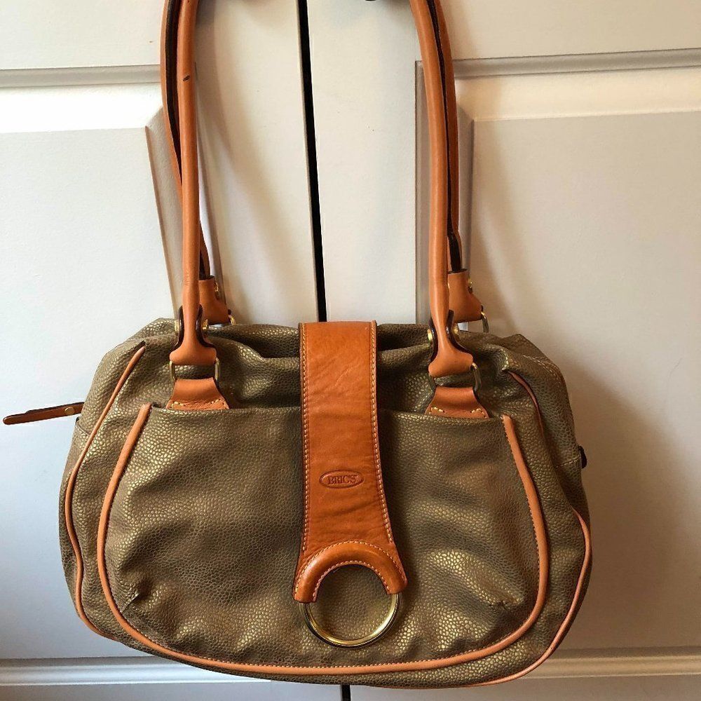 Brics Olive Green Micro Suede Shoulder Bag‎